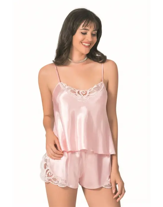 ieg™ Somon Saten Babydoll Şort Takımı
