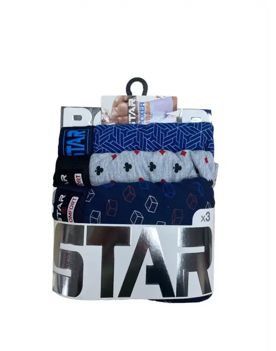 ieg™ Star 105 Desenli Jakar Erkek 3lü Kemer Boxer