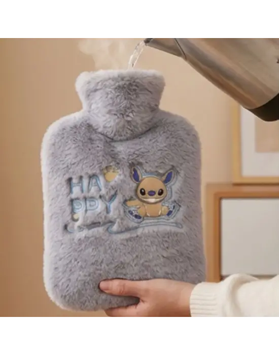 Stitch Figürlü Gri Peluş Sıcak Su Torbası 1 Litre