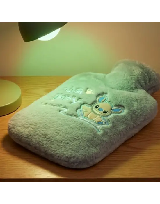 Stitch Figürlü Gri Peluş Sıcak Su Torbası 1 Litre