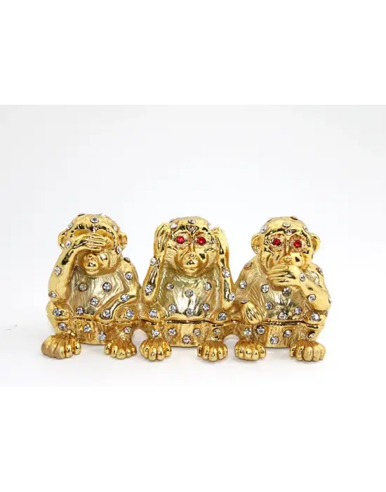 Swarovski Taşlı 3lü Maymun Seti
