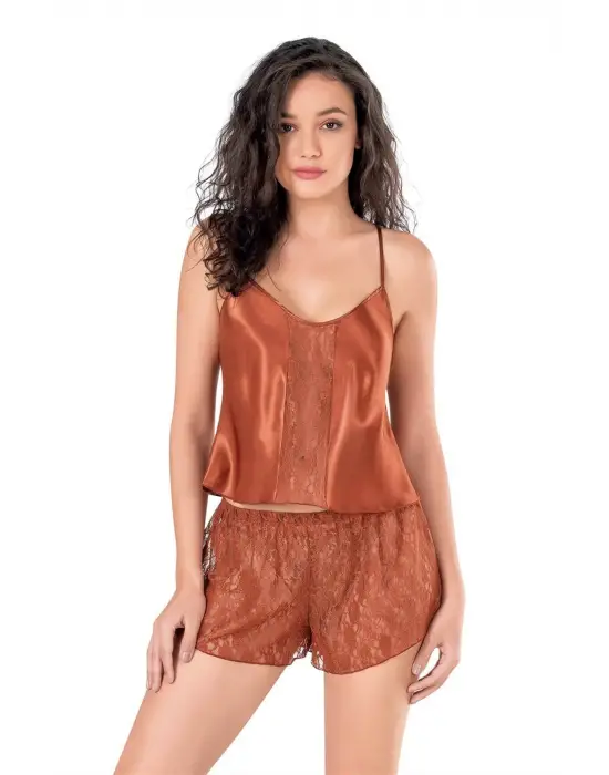 ieg™ Tarçın Saten Babydoll Şort Takımı