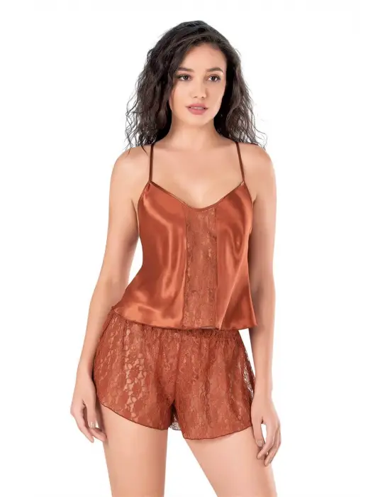ieg™ Tarçın Saten Babydoll Şort Takımı