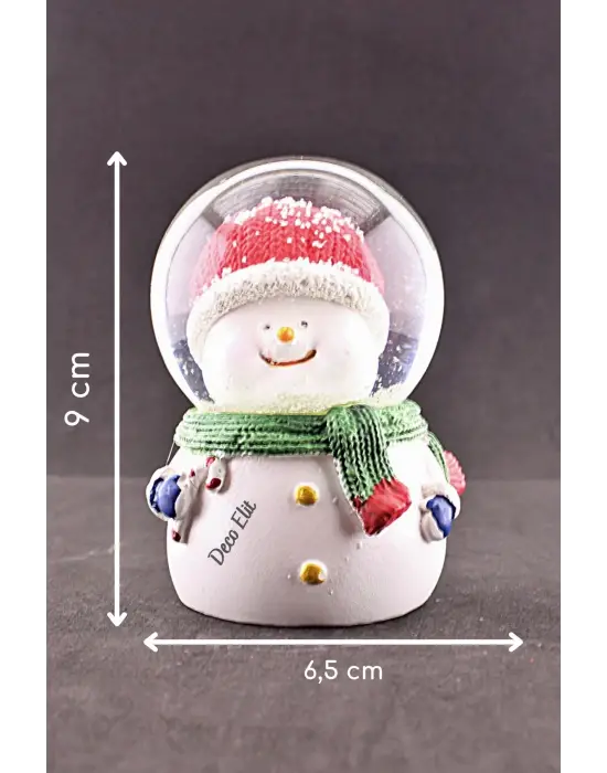 Tombik Kardan Adam Temalı Orta Boy Işıklı Kar Küresi 9 cm