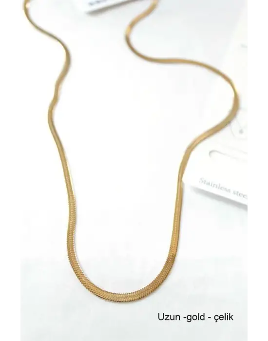 IEG - Uzun  İtalyan Çelik  Kolye-60cm - Altın