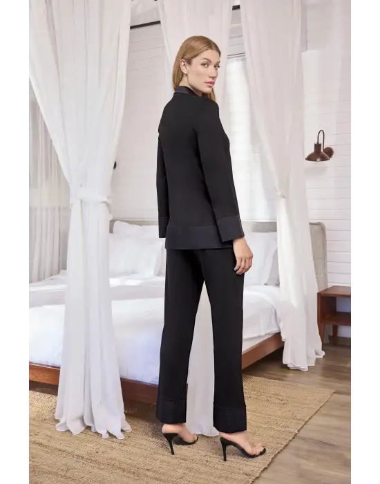 ieg™ Uzun Kollu Önü Düğmeli Gömlek Yaka Pijama Takımı