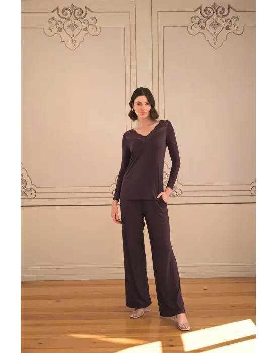 ieg™ Uzun Kollu ve Dantelli Pijama Takımı