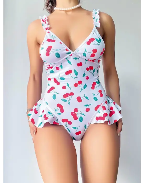 ieg™ Vişne Desenli Fantezi Body