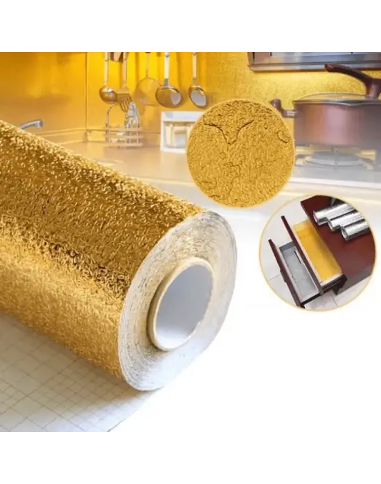 Yapışkanlı Gold Mutfak Tezgah Folyosu