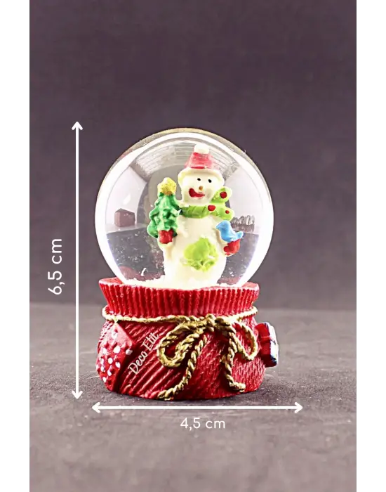 Yeni Yıl Kardan Adam Temalı Mini Boy Kar Küresi 6,5 cm