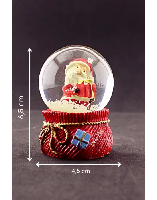 Yeni Yıl Noel Baba Hediyeleri Temalı Mini Boy Kar Küresi 6,5 cm