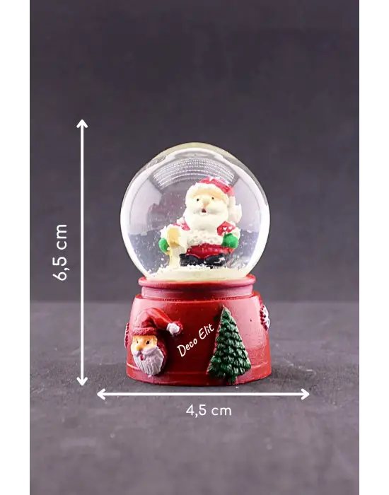 Yeni Yıl Noel Baba Temalı Mini Boy Işıklı Kar Küresi 6,5 cm A