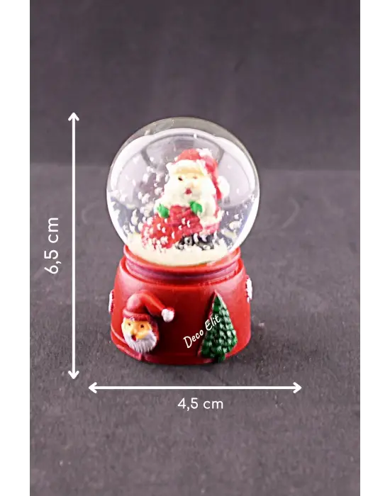 Yeni Yıl Noel Baba Temalı Mini Boy Işıklı Kar Küresi 6,5 cm A