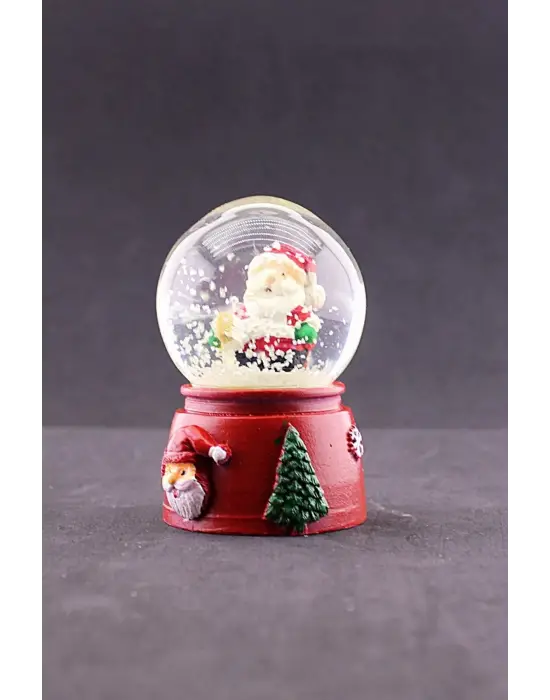 Yeni Yıl Noel Baba Temalı Mini Boy Işıklı Kar Küresi 6,5 cm A