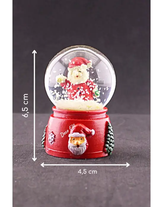 Yeni Yıl Noel Baba Temalı Mini Boy Işıklı Kar Küresi 6,5 cm A