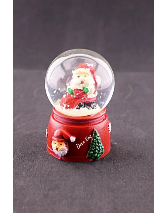 Yeni Yıl Noel Baba Temalı Mini Boy Işıklı Kar Küresi 6,5 cm A