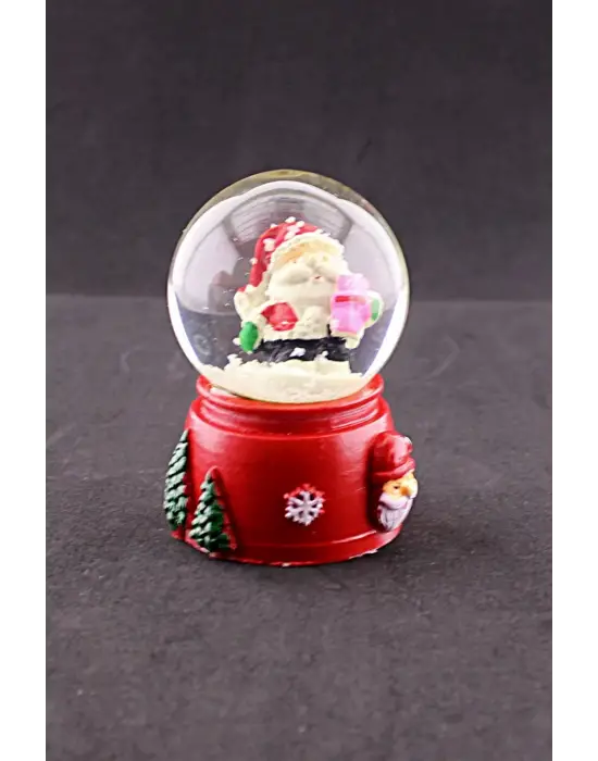 Yeni Yıl Noel Baba Temalı Mini Boy Işıklı Kar Küresi 6,5 cm A