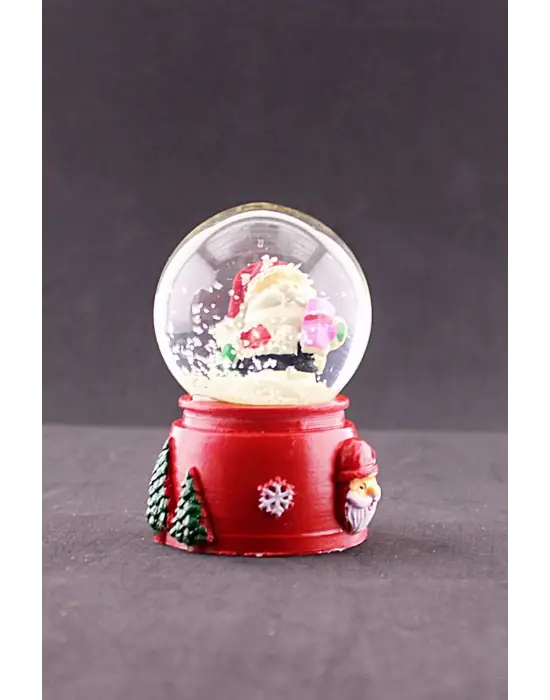 Yeni Yıl Noel Baba Temalı Mini Boy Işıklı Kar Küresi 6,5 cm A