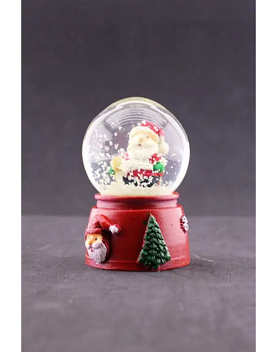 Yeni Yıl Noel Baba Temalı Mini Boy Işıklı Kar Küresi 6,5 cm A