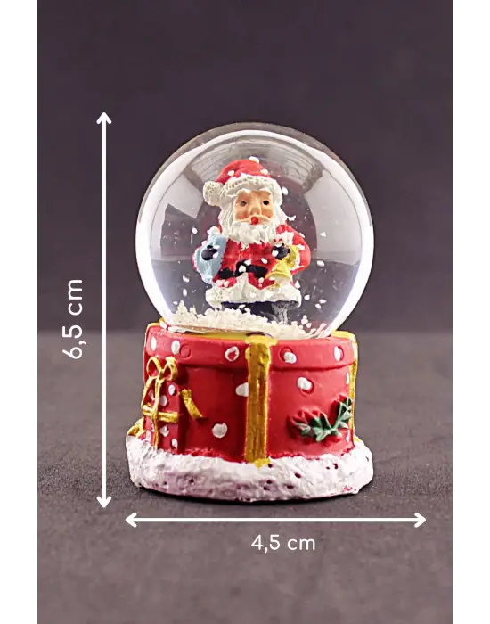 Yılbaşı Hediyeleri Temalı  Noel Baba Mini Boy Işıklı Kar Küresi 6,5 cm 1