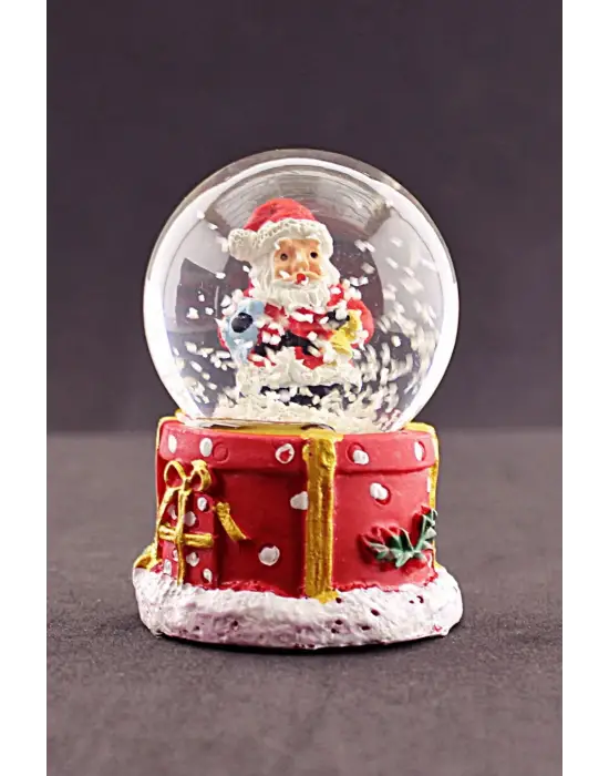 Yılbaşı Hediyeleri Temalı  Noel Baba Mini Boy Işıklı Kar Küresi 6,5 cm 1