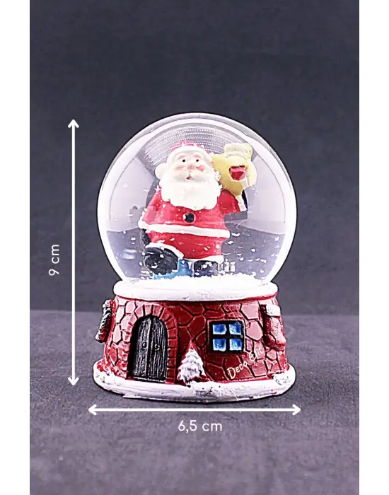 Yılbaşı Yeni Yıl Noel Baba Temalı Orta Boy Işıklı Kar Küresi 9 cm A