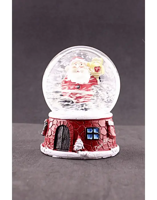 Yılbaşı Yeni Yıl Noel Baba Temalı Orta Boy Işıklı Kar Küresi 9 cm A