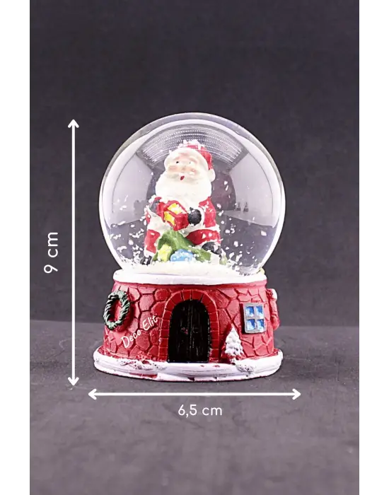 Yılbaşı Yeni Yıl Noel Baba Temalı Orta Boy Işıklı Kar Küresi 9 cm A