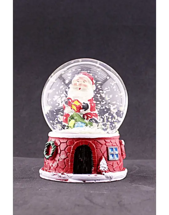 Yılbaşı Yeni Yıl Noel Baba Temalı Orta Boy Işıklı Kar Küresi 9 cm A