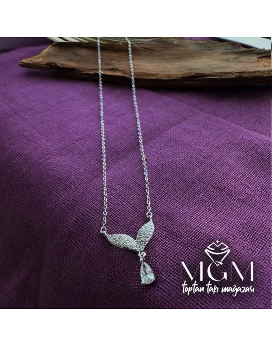 IEG - Zirkon Su Damlası Taşlı Kanat Kolye