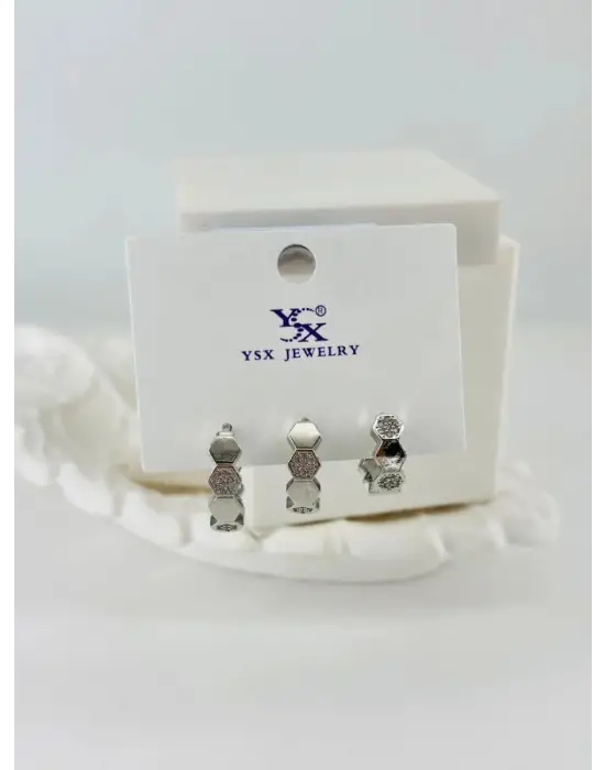 IEG - Zirkon Taşlı Üçlü Kombin Küpe