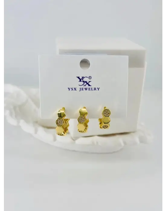 IEG - Zirkon Taşlı Üçlü Kombin Küpe