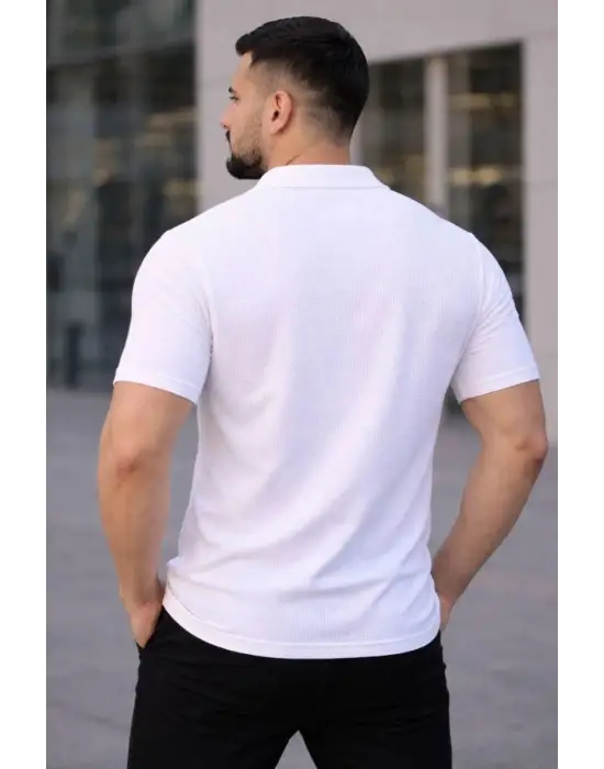 iegiyim™ Erkek Waffle Kumaş Açık Yakalı Düğmeli Regular Fit Gömlek 2’li Set Siyah-Beyaz