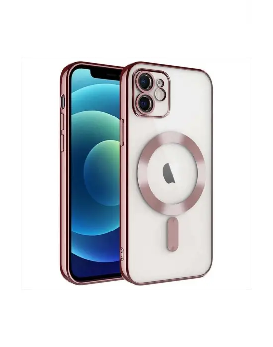 iPhone 12 Lüx Magsaff Lazer Silikon Kılıf (Kamera Korumalı)