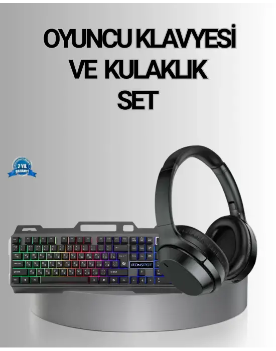 Işıklı Oyuncu Klavye Mouse Ve Bluetooth Kulaklık Seti Türkçe Q Usb