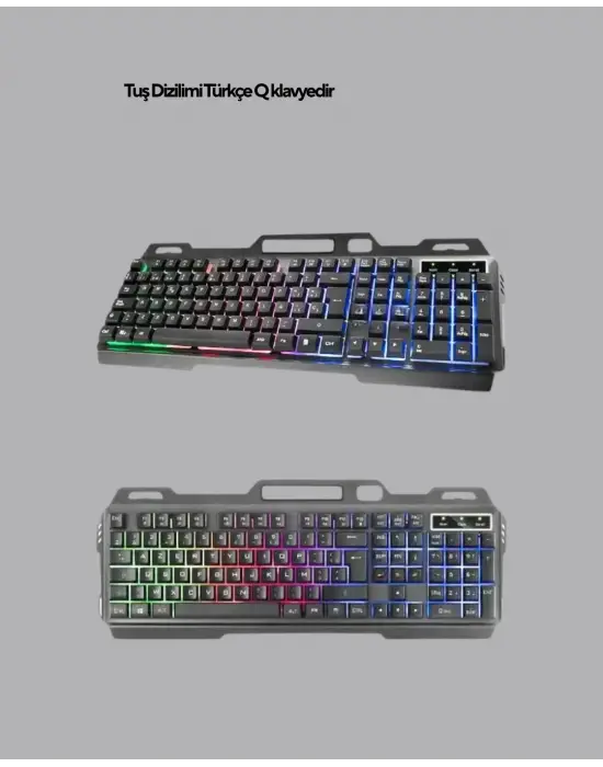 Işıklı Oyuncu Klavye Mouse Ve Bluetooth Kulaklık Seti Türkçe Q Usb