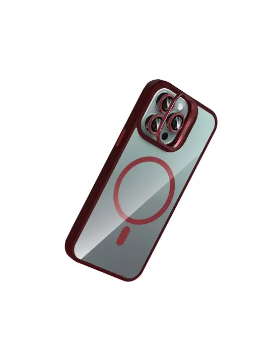 Joko Apple İphone 14 Pro Max Remim Lensli Magsafe Standlı Kapak - Bordo