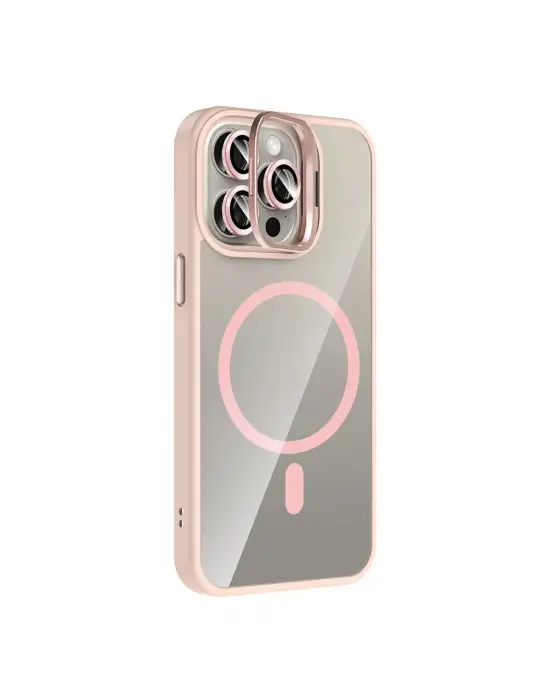 Joko Apple İphone 14 Pro Max Remim Lensli Magsafe Standlı Kapak - Pembe