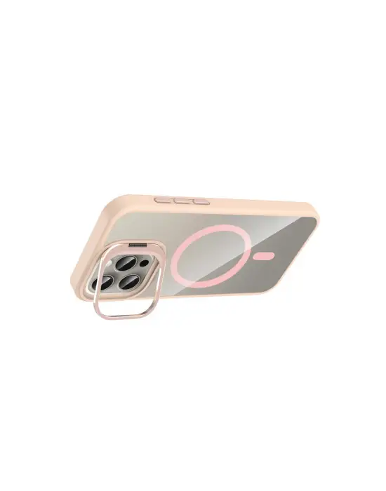 Joko Apple İphone 14 Pro Max Remim Lensli Magsafe Standlı Kapak - Pembe