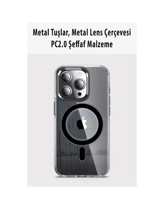 Joko Apple İphone 15 Pro Max Kılıf Crystal Magsafe Kapak - Şeffaf