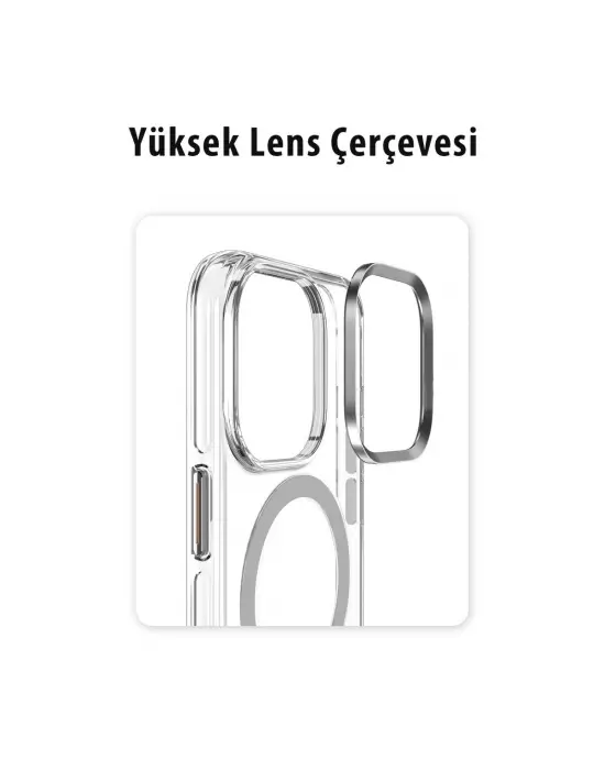Joko Apple İphone 15 Pro Max Kılıf Crystal Magsafe Kapak - Şeffaf