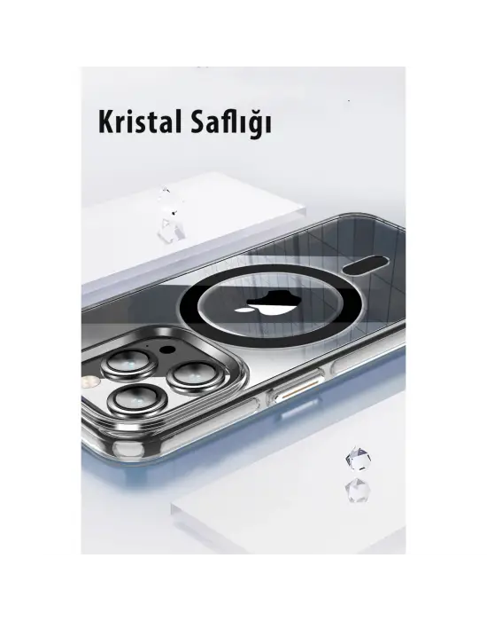 Joko Apple İphone 15 Pro Max Kılıf Crystal Magsafe Kapak - Şeffaf