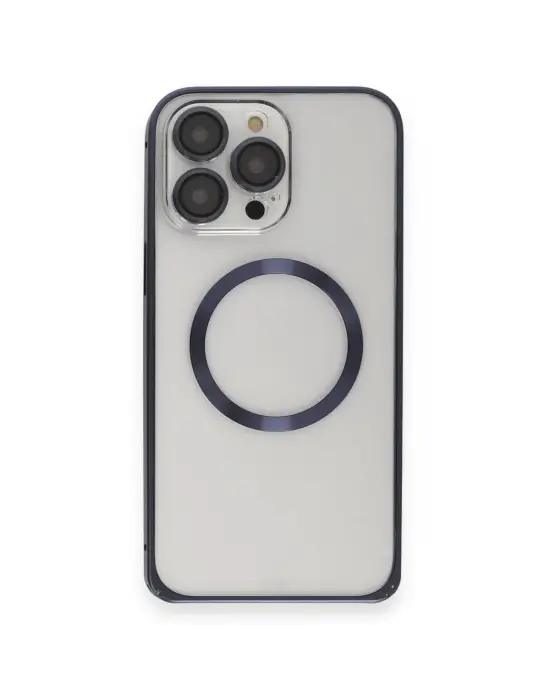 Joko Apple İphone 15 Pro Max Kılıf Metal Bumper Magneticsafe Kapak - Lacivert