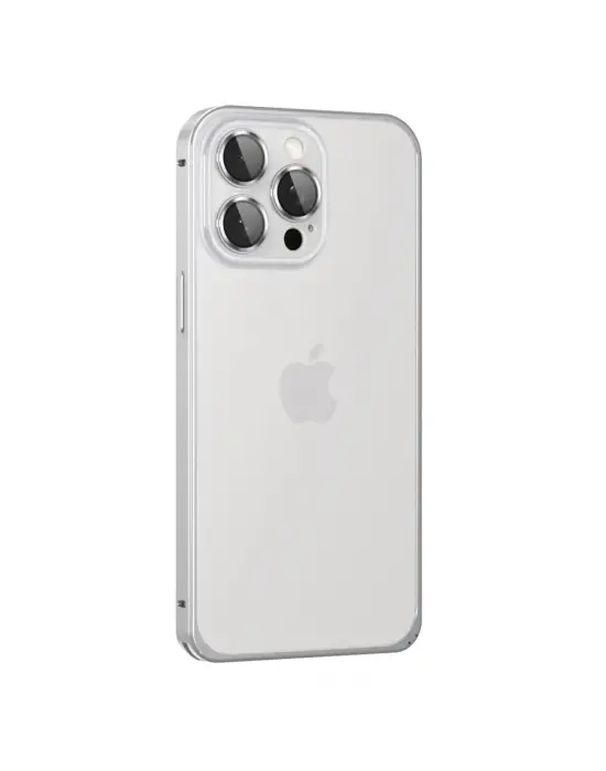 Joko Apple İphone 15 Pro Max Metal Bumper Mat Kapak - Gümüş