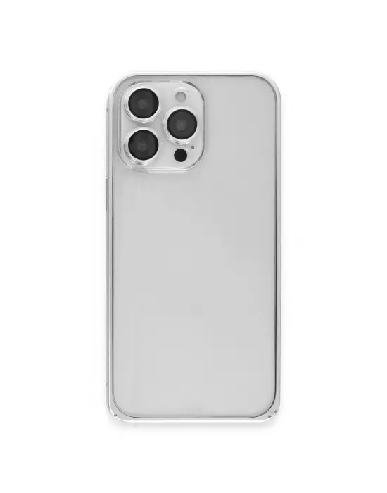 Joko Apple İphone 15 Pro Max Metal Bumper Mat Kapak - Gümüş