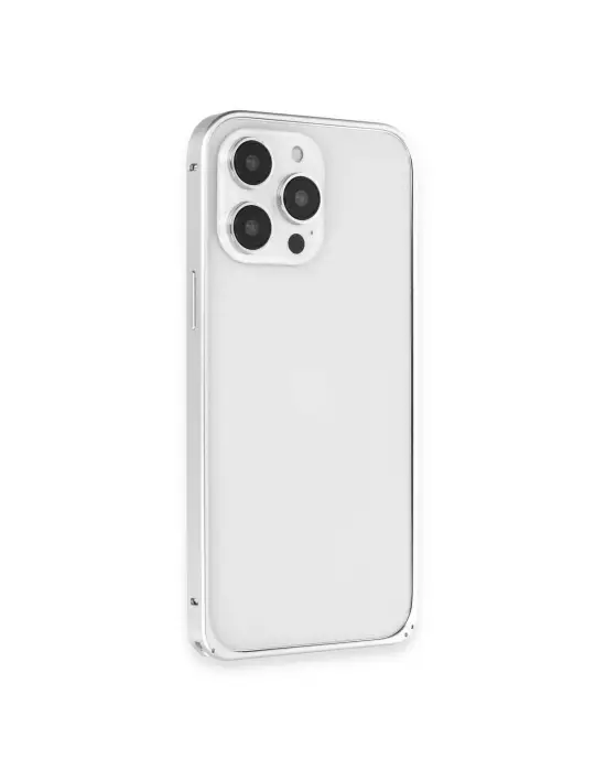 Joko Apple İphone 15 Pro Max Metal Bumper Mat Kapak - Gümüş