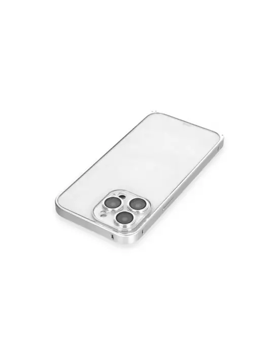 Joko Apple İphone 15 Pro Max Metal Bumper Mat Kapak - Gümüş