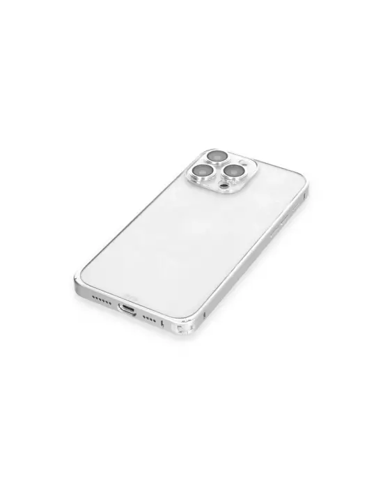 Joko Apple İphone 15 Pro Max Metal Bumper Mat Kapak - Gümüş