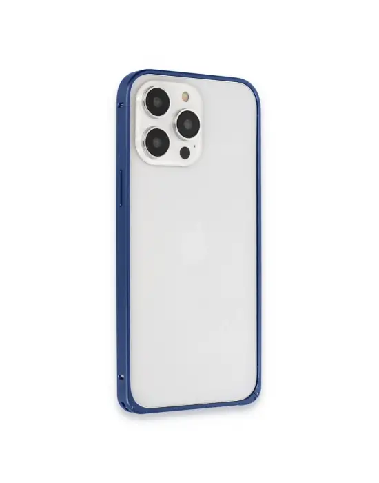 Joko Apple İphone 15 Pro Max Metal Bumper Mat Kapak - Lacivert