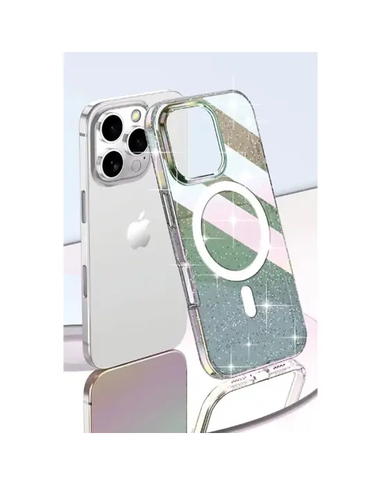 Joko Apple İphone 15 Pro Max Rasasi Simli Magsafe Kapak - Şeffaf